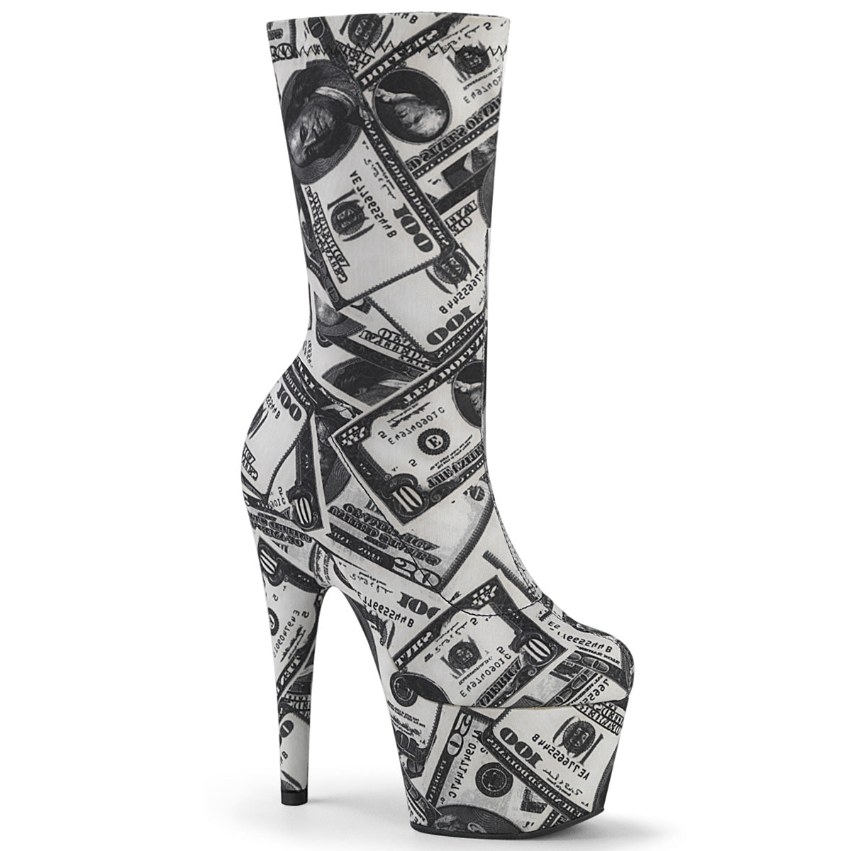 Pleaser Womens Ankle Boots ADORE-1002DP Wht-Blk Str. Fabric /Wht-Blk Fabric