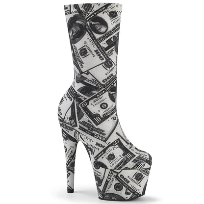 Pleaser Womens Ankle Boots ADORE-1002DP Wht-Blk Str. Fabric /Wht-Blk Fabric