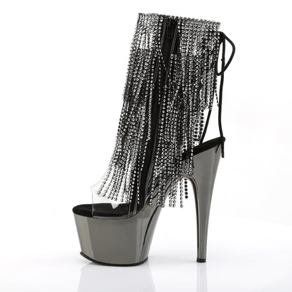 Pleaser Damen Knöchelstiefel ADORE-1017RSF CLR-BLK / Dark Pewter Chrome