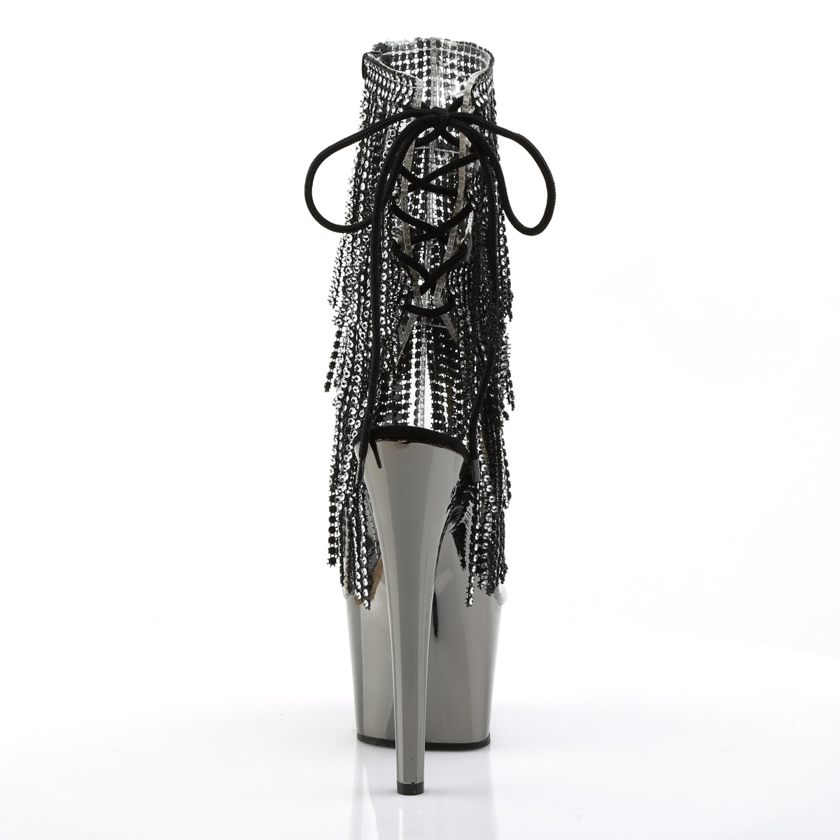 Pleaser Damen Knöchelstiefel ADORE-1017RSF CLR-BLK / Dark Pewter Chrome