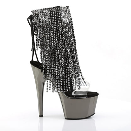 Pleaser Damen Knöchelstiefel ADORE-1017RSF CLR-BLK / Dark Pewter Chrome