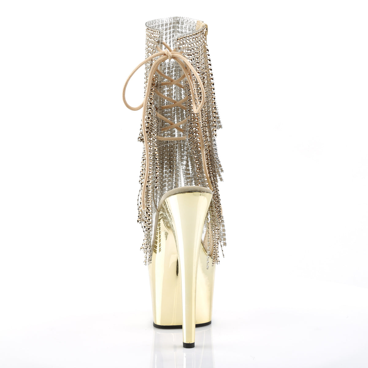 Pleaser Damen Knöchelstiefel ADORE-1017RSF CLR-GOLD / GOLD Chrome