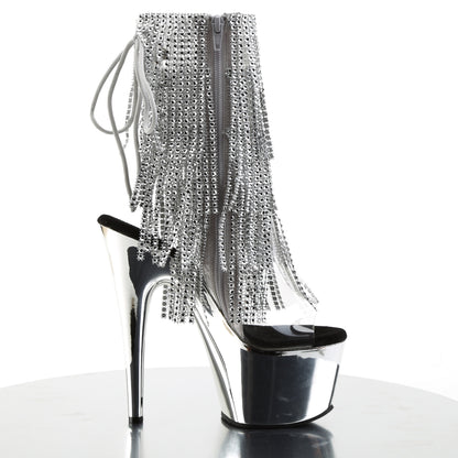 Pleaser Damen Knöchelstiefel ADORE-1017RSF CLR-SLV / SLV-Chrom
