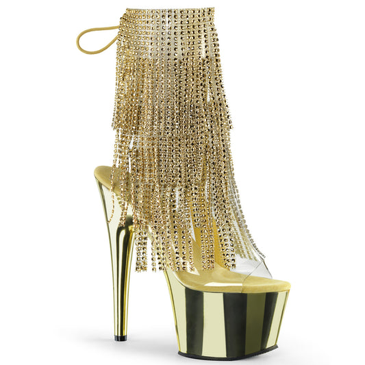 Pleaser Damen Knöchelstiefel ADORE-1017RSF CLR-GOLD / GOLD Chrome