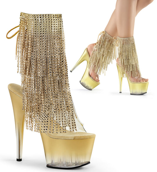Pleaser Damen Knöchelstiefel ADORE-1017rsft CLR-Gold / Gold