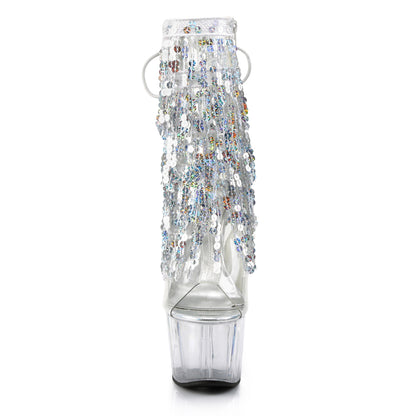 Pleaser Damen Knöchelstiefel ADORE-1017SQF CLR-SLV HOLO / CLR