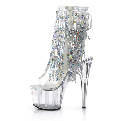 Pleaser Damen Knöchelstiefel ADORE-1017SQF CLR-SLV HOLO / CLR