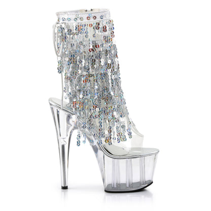 Pleaser Damen Knöchelstiefel ADORE-1017SQF CLR-SLV HOLO / CLR