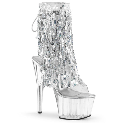 Pleaser Damen Knöchelstiefel ADORE-1017SQF CLR-SLV HOLO / CLR