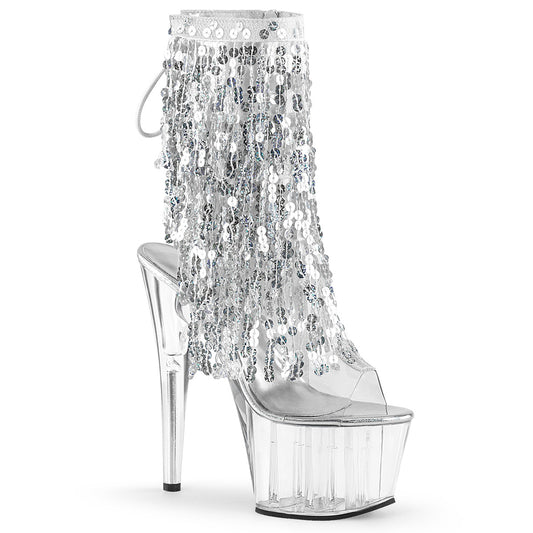 Pleaser Damen Knöchelstiefel ADORE-1017SQF CLR-SLV HOLO / CLR