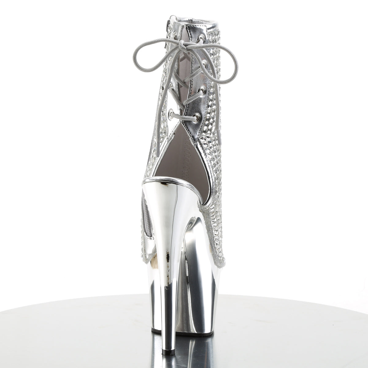 Pleaser Womens Ankle Boots ADORE-1018DCS Slv Multi RS/Slv Chrome