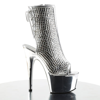 Pleaser Womens Ankle Boots ADORE-1018DCS Slv Multi RS/Slv Chrome
