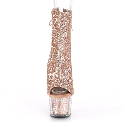 Pleaser Womens Ankle Boots ADORE-1018G Rose Gold Glitter/Rose Gold Glitter