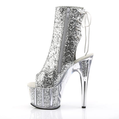 Pleaser Womens Ankle Boots ADORE-1018G Slv Glitter/Slv Glitter