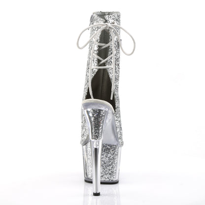 Pleaser Womens Ankle Boots ADORE-1018G Slv Glitter/Slv Glitter