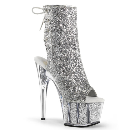 Pleaser Womens Ankle Boots ADORE-1018G Slv Glitter/Slv Glitter
