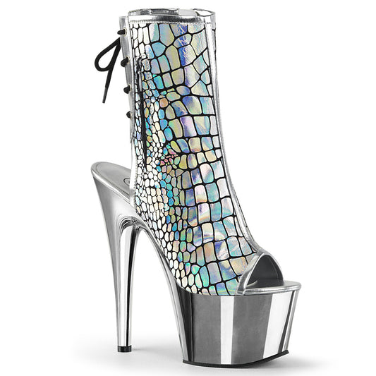 Pleaser Damen Knöchelstiefel ADORE-1018HG SLV Hologramm Strauß PU / SLV Chrome