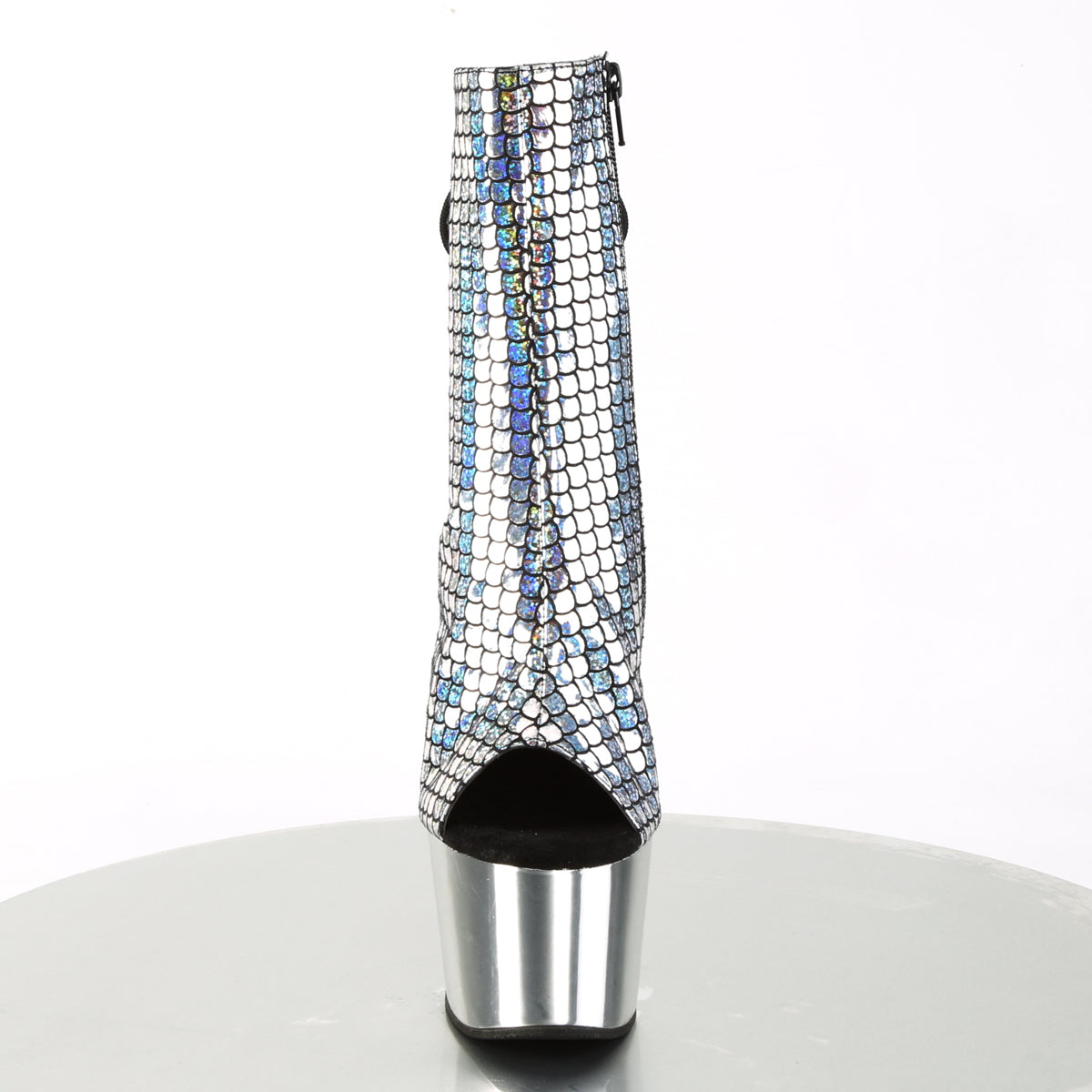 Pleaser Womens Ankle Boots ADORE-1018MSC Slv Hologram/Slv Chrome