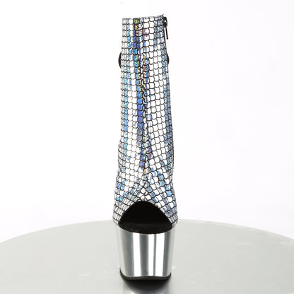 Pleaser Womens Ankle Boots ADORE-1018MSC Slv Hologram/Slv Chrome