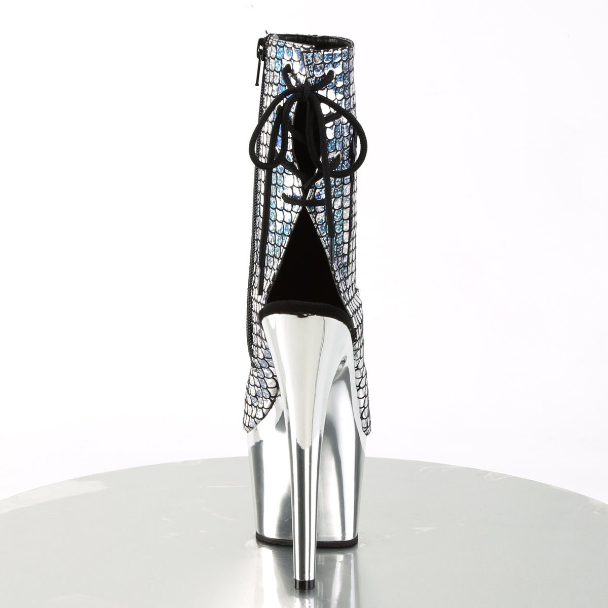 Pleaser Damen Knöchelstiefel ADORE-1018MSC SLV Hologramm / SLV Chrome