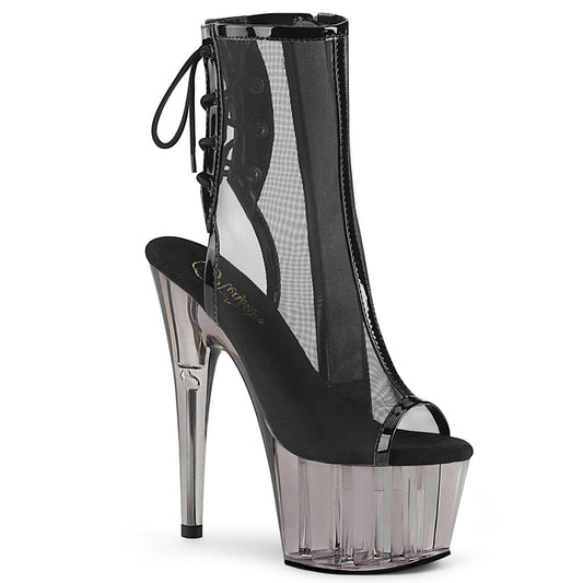 Pleaser Damen Knöchelstiefel ADORE-1018MSHT BLK Pat-Mesh / Rauch getönt