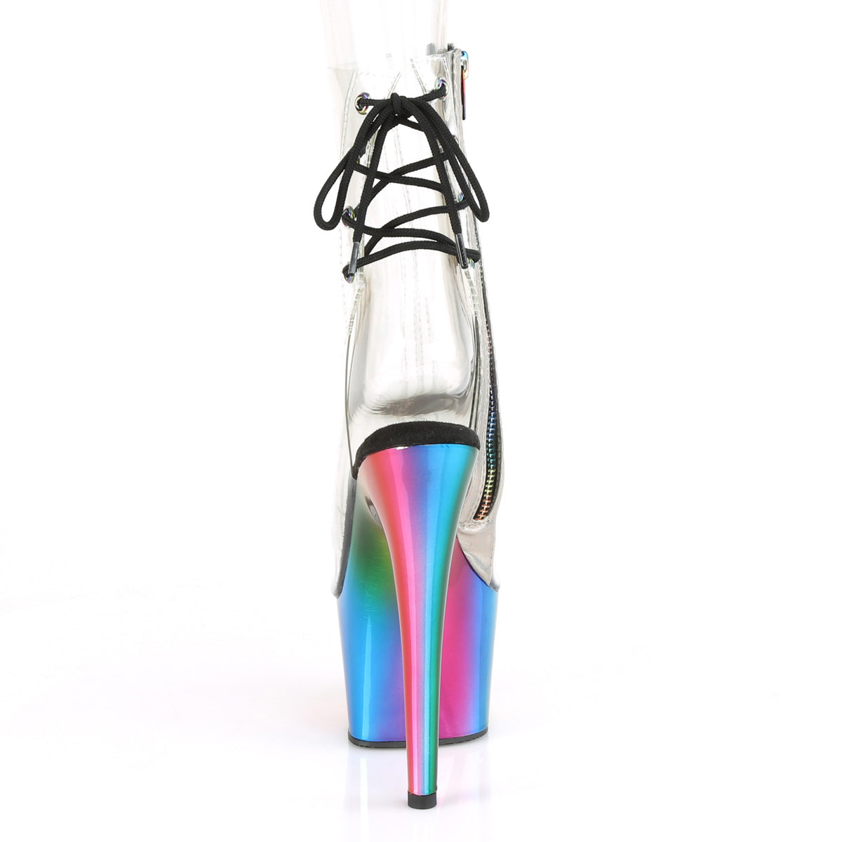 Pleaser Womens Stiefeletten Stiefel ADORE-1018RC Clr/Rainbow Chrom