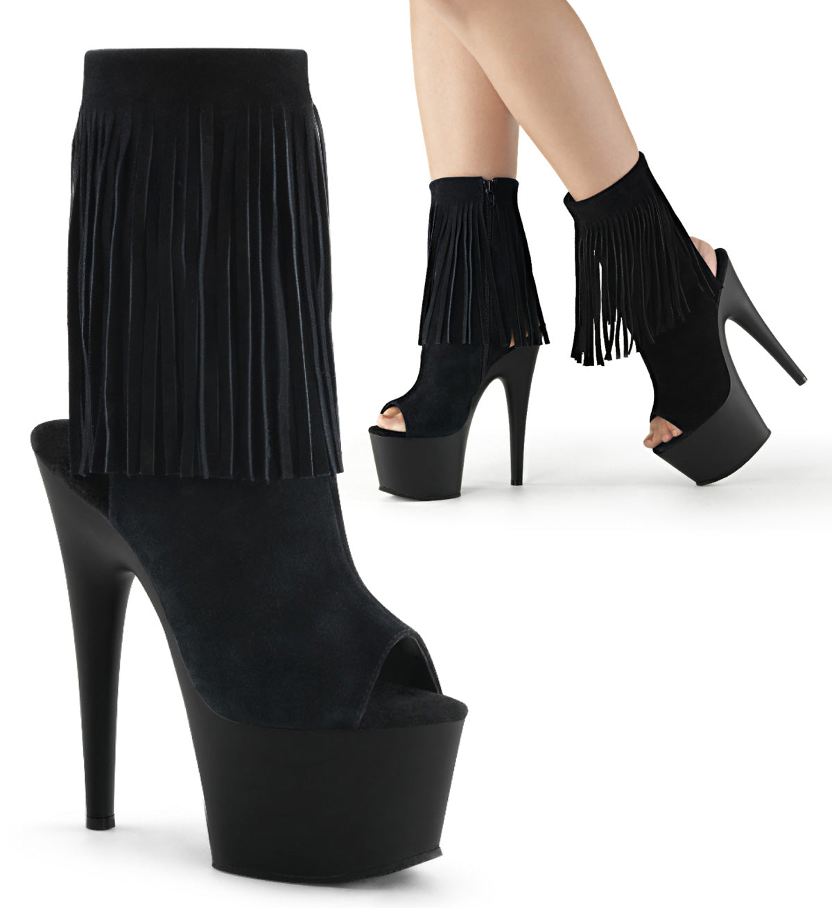 Pleaser Womens Ankle Boots ADORE-1019 Blk Suede/Blk Matte