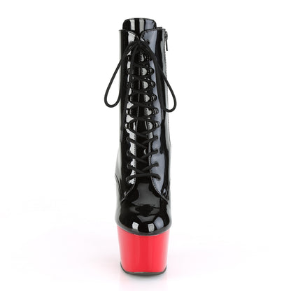 Pleaser Womens Ankle Boots ADORE-1020 Blk Pat/Red