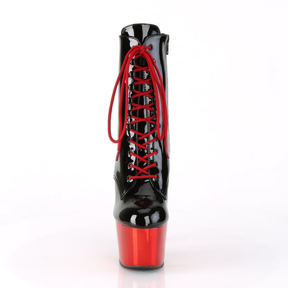 Pleaser Damen Knöchelstiefel ADORE-1020 BLK Pat / Red Chrome