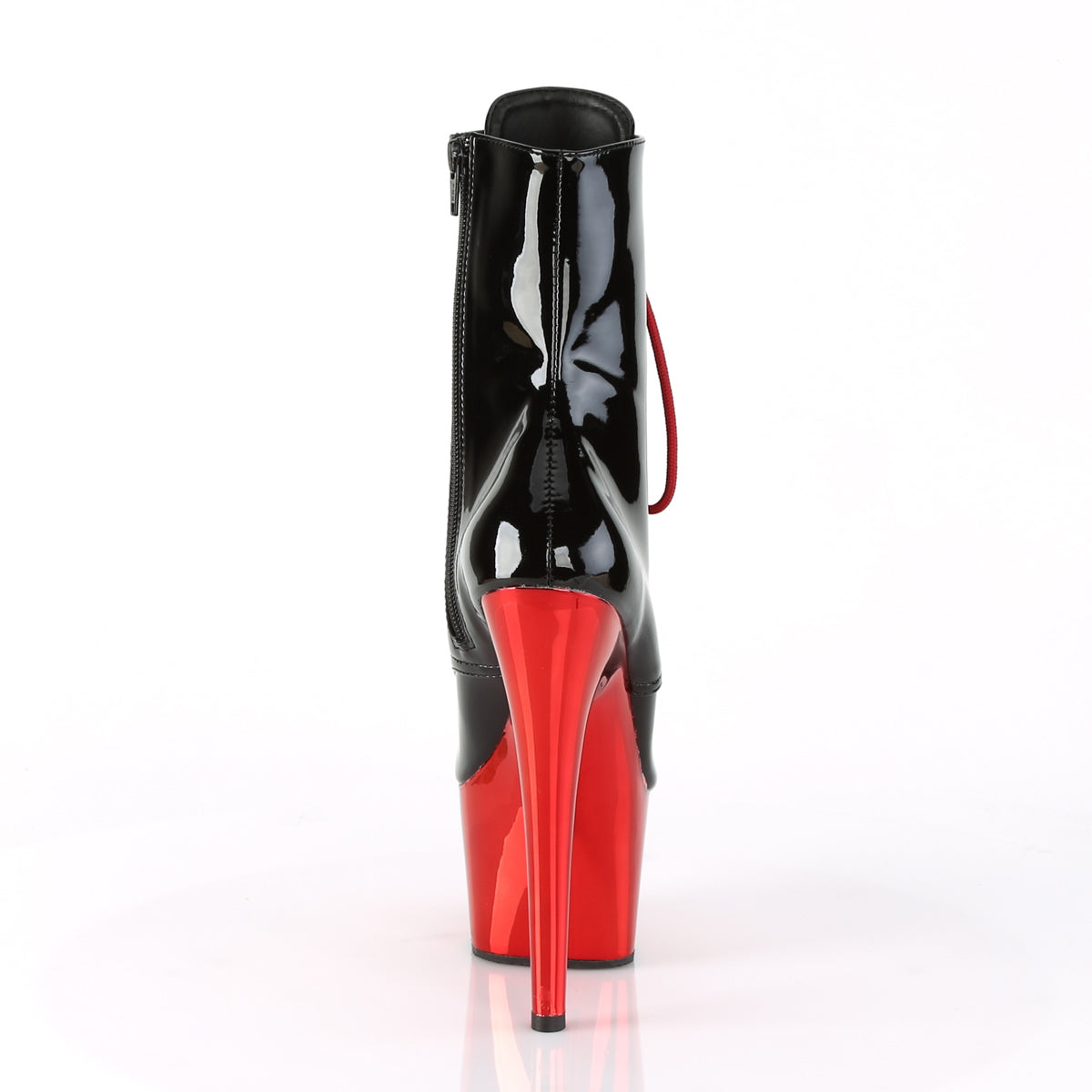 Pleaser Damen Knöchelstiefel ADORE-1020 BLK Pat / Red Chrome