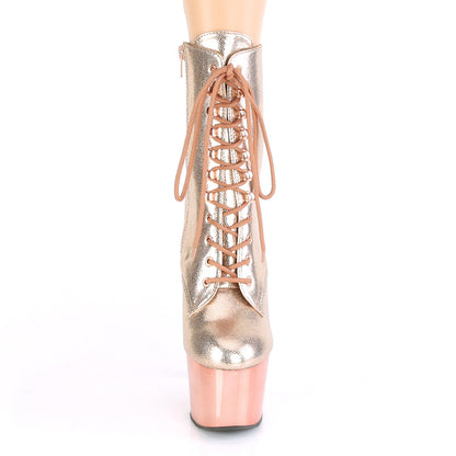 Pleaser Damen Knöchelstiefel ADORE-1020 Roségold strukturiert metallisch / rose goldchrome