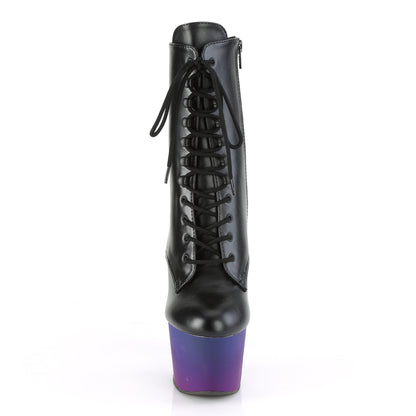 Pleaser Womens Ankle Boots ADORE-1020BP Blk Faux Leather/Blue-Purple Ombre