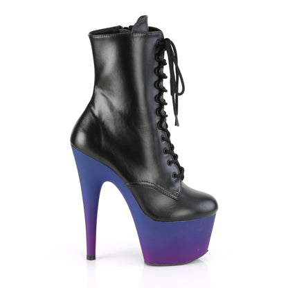 Pleaser Womens Ankle Boots ADORE-1020BP Blk Faux Leather/Blue-Purple Ombre
