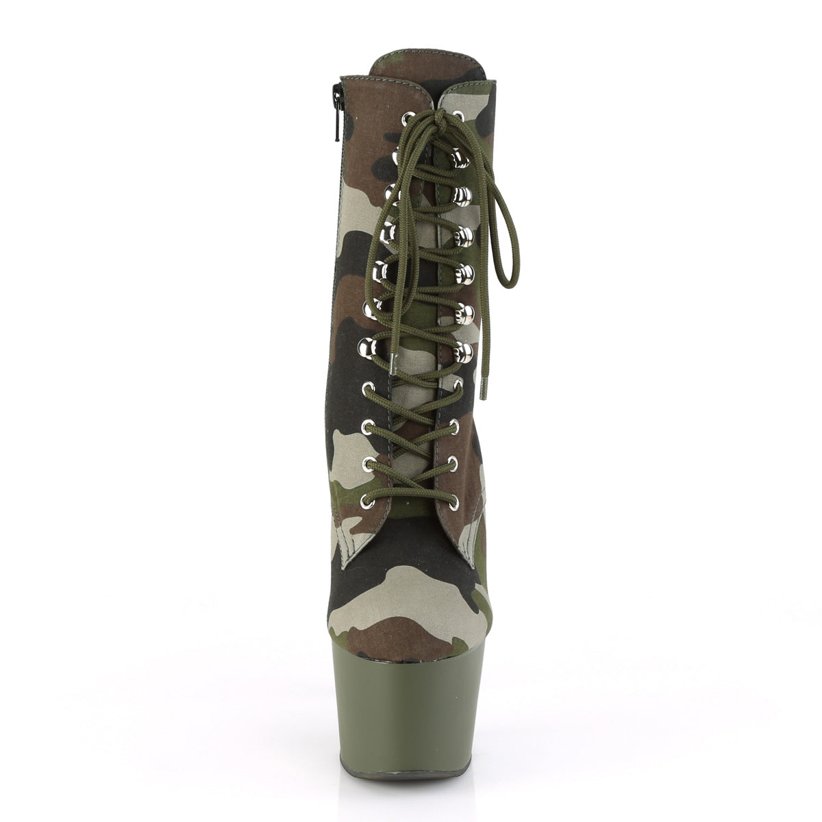 Pleaser Womens Ankle Boots ADORE-1020CAMO Green Camo Fabric/Dark Olive Matte
