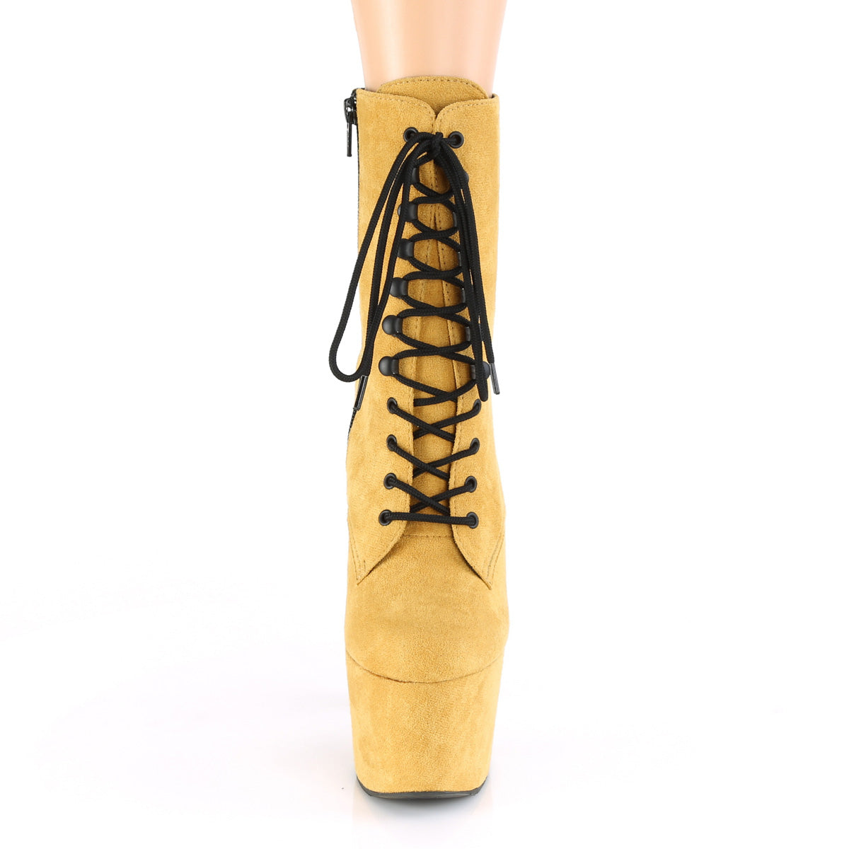 Pleaser Womens Ankle Boots ADORE-1020FS Mustard Faux Suede/Mustard Faux Suede