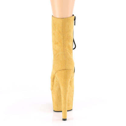 Pleaser Womens Ankle Boots ADORE-1020FS Mustard Faux Suede/Mustard Faux Suede