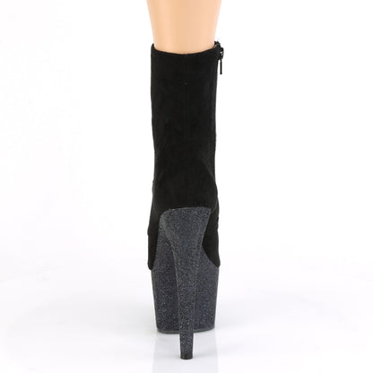 Pleaser Womens Ankle Boots ADORE-1020FSMG Blk Faux Suede/Blk Multi Mini Glitter