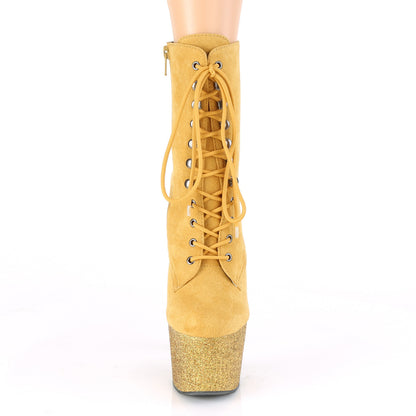 Pleaser Damen Knöchelstiefel ADORE-1020FSMG Senf F.Dede / Senf Multi Mini Glitter