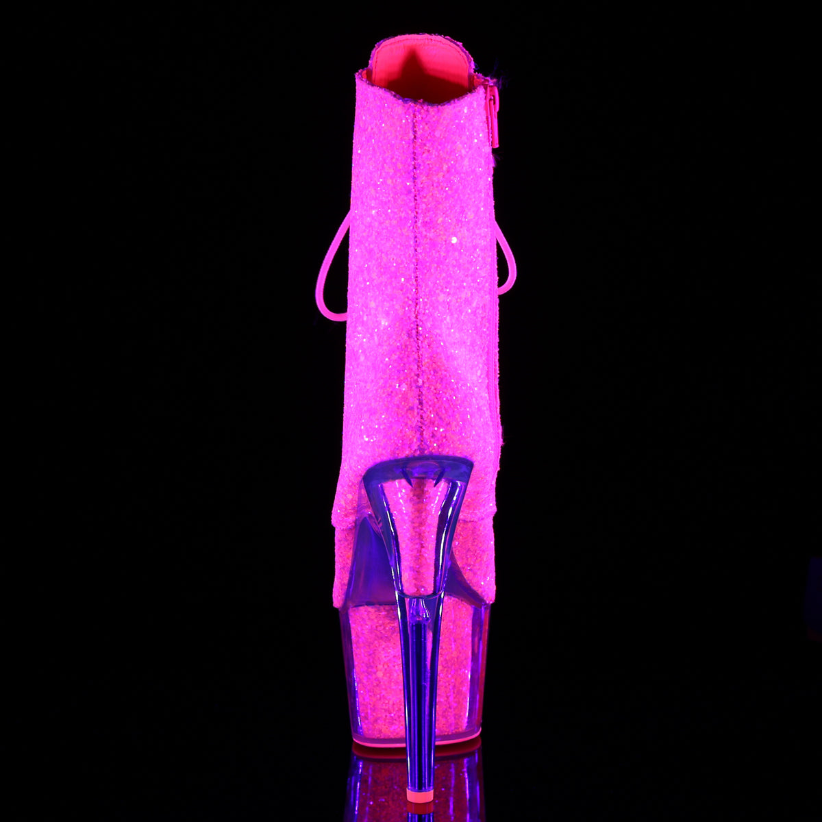 Pleaser Damen Knöchelstiefel ADORE-1020g Neon Rosa Glitter / Neon Rosa Glitter