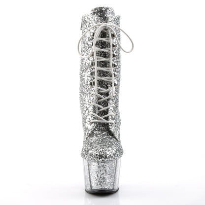 Pleaser Womens Ankle Boots ADORE-1020G Slv Glitter/Slv Glitter