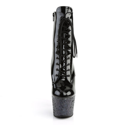 Pleaser Womens Ankle Boots ADORE-1020LG Blk Pat/Blk Multi Glitter