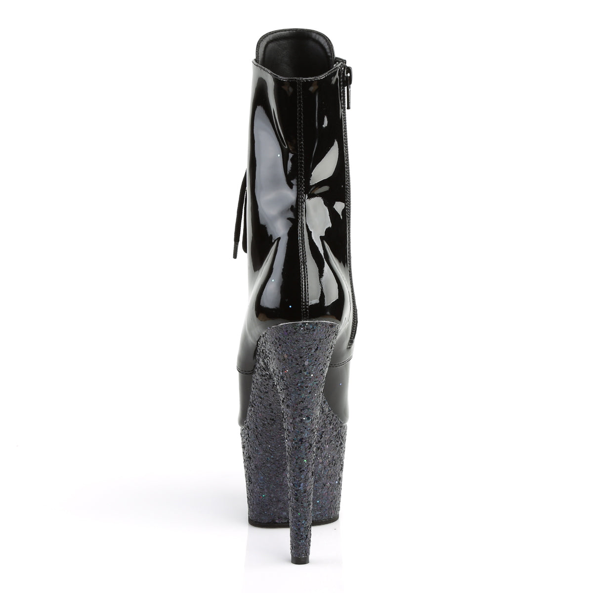 Pleaser Damen Knöchelstiefel ADORE-1020LG BLK Pat / BLK Multi Glitter