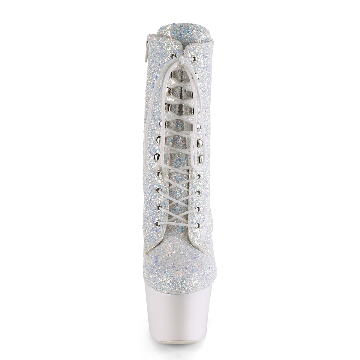 Pleaser Womens Ankle Boots ADORE-1020LG Neon White Multi Glitter/Neon White
