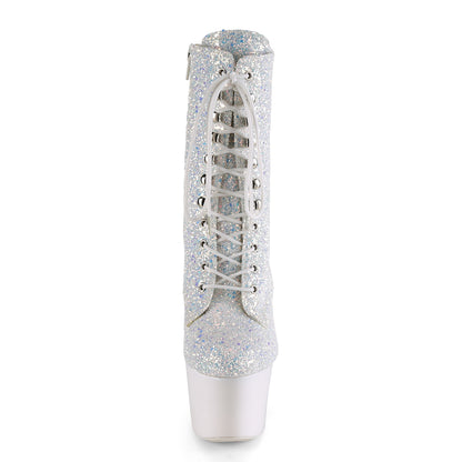 Pleaser Womens Ankle Boots ADORE-1020LG Neon White Multi Glitter/Neon White