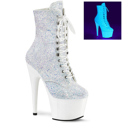 Pleaser Womens Ankle Boots ADORE-1020LG Neon White Multi Glitter/Neon White