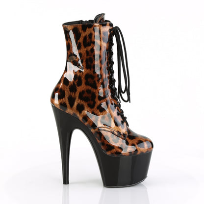 Pleaser Womens Ankle Boots ADORE-1020LP Brown-Blk Leopard Pat/Blk