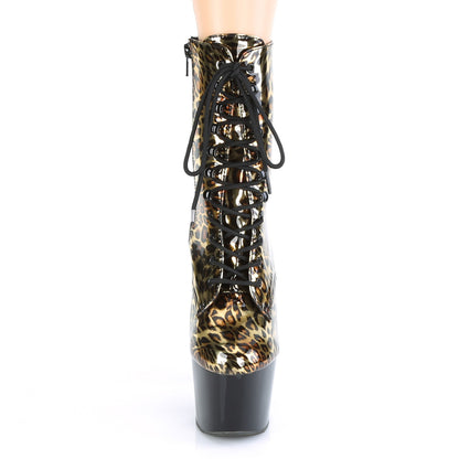 Pleaser Womens Ankle Boots ADORE-1020LP Gold Leopard Print Metallic/Blk
