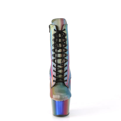 Pleaser Womens Ankle Boots ADORE-1020RC-REFL Rainbow Reflective/Rainbow Chrome