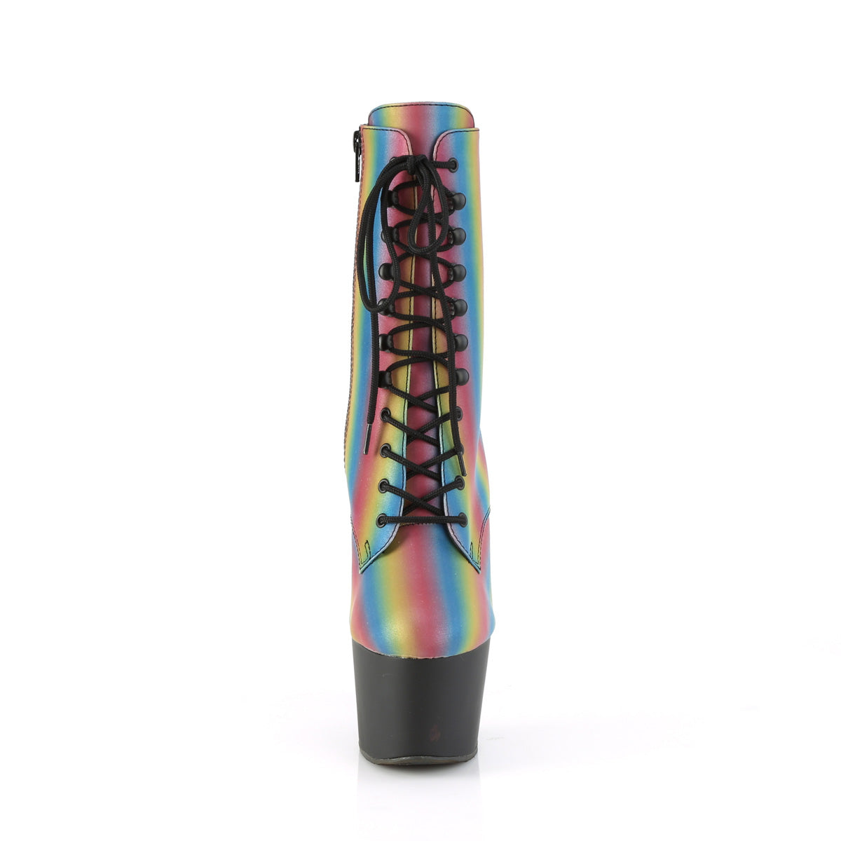 Pleaser Womens Ankle Boots ADORE-1020REFL-02 Rainbow Reflective/Blk Matte