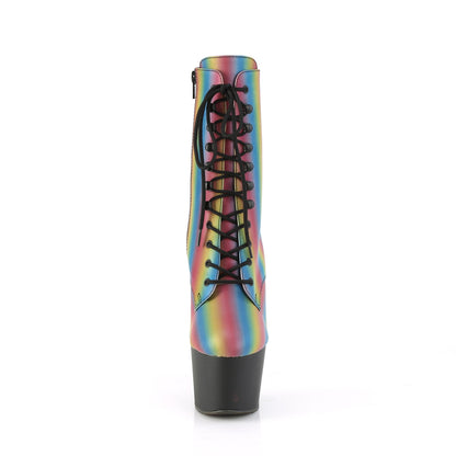 Pleaser Womens Ankle Boots ADORE-1020REFL-02 Rainbow Reflective/Blk Matte